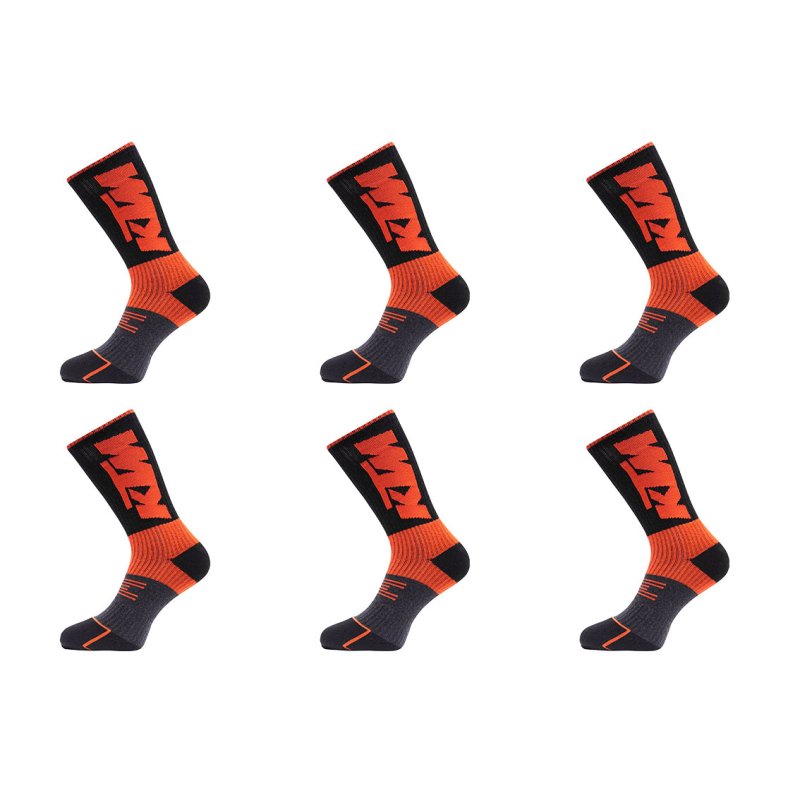 Lot de 6 Paires de Chaussettes homme Tennis Sportif Noir/Orange - Ktm