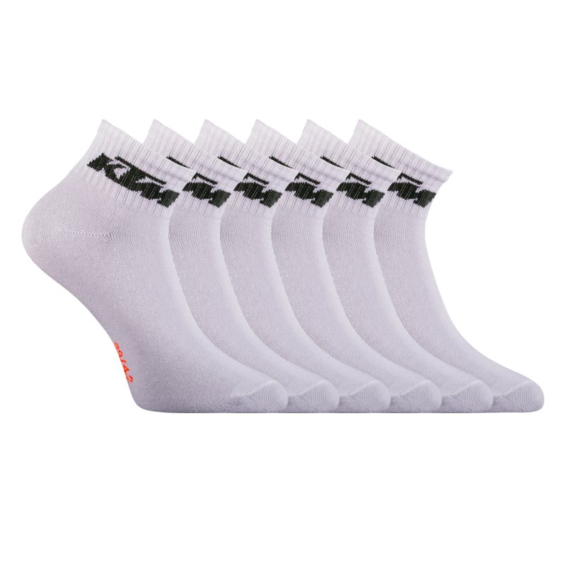Lot de 6 Paires de Chaussettes homme Courtes Sportif Noir/Blanc Uni - Ktm