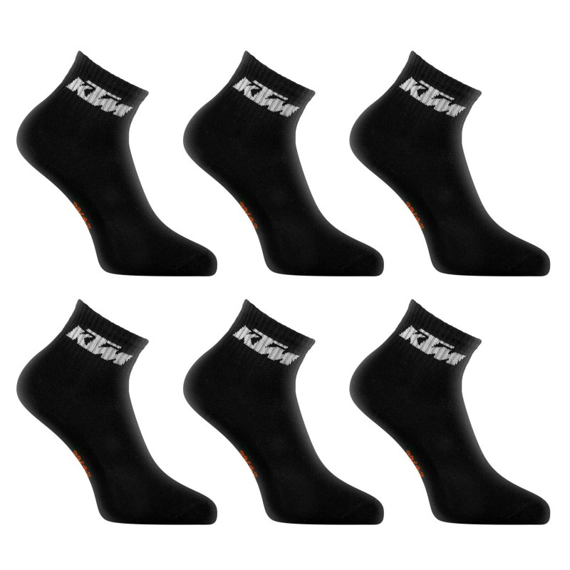 Lot de 6 Paires de Chaussettes homme Courtes Sportif Noir/Orange/Blanc Uni - Ktm