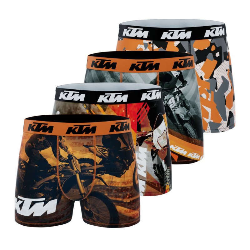 Lot de 4 Boxers homme Polyester Gris/Orange/Noir Imprimé - Ktm