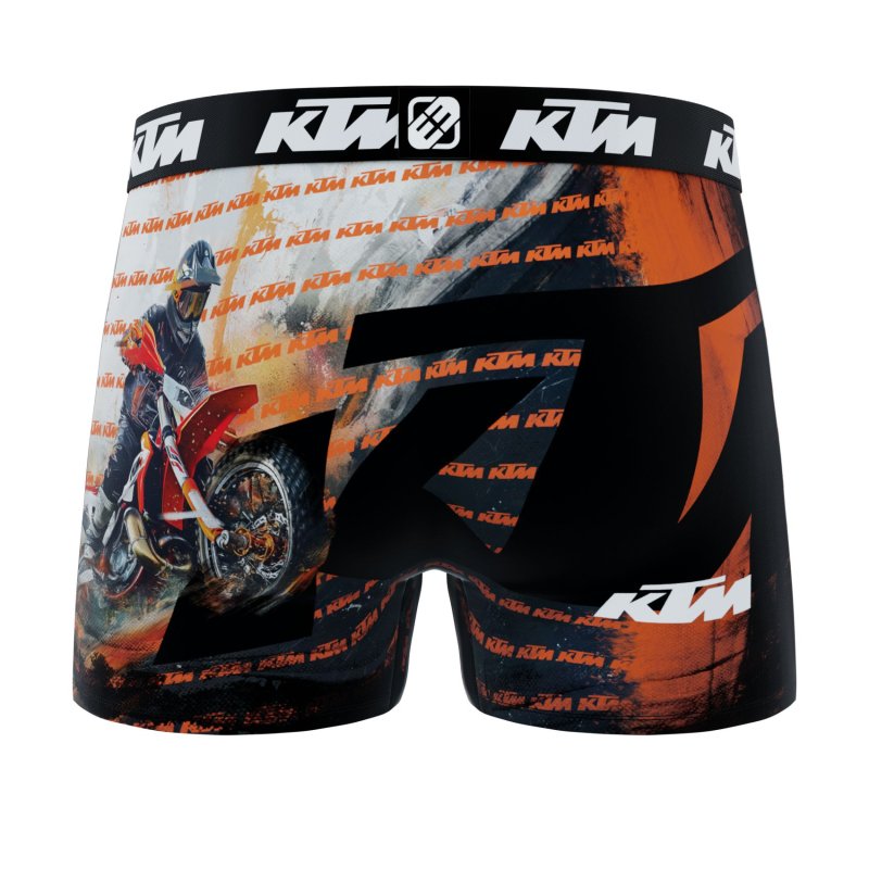 Lot de 3 Boxers homme Polyester Noir/Orange/Blanc Imprimé - Ktm
