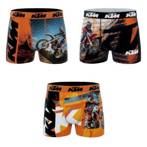 Lot de 3 Boxers homme Polyester Noir/Orange/Blanc Imprimé - Ktm