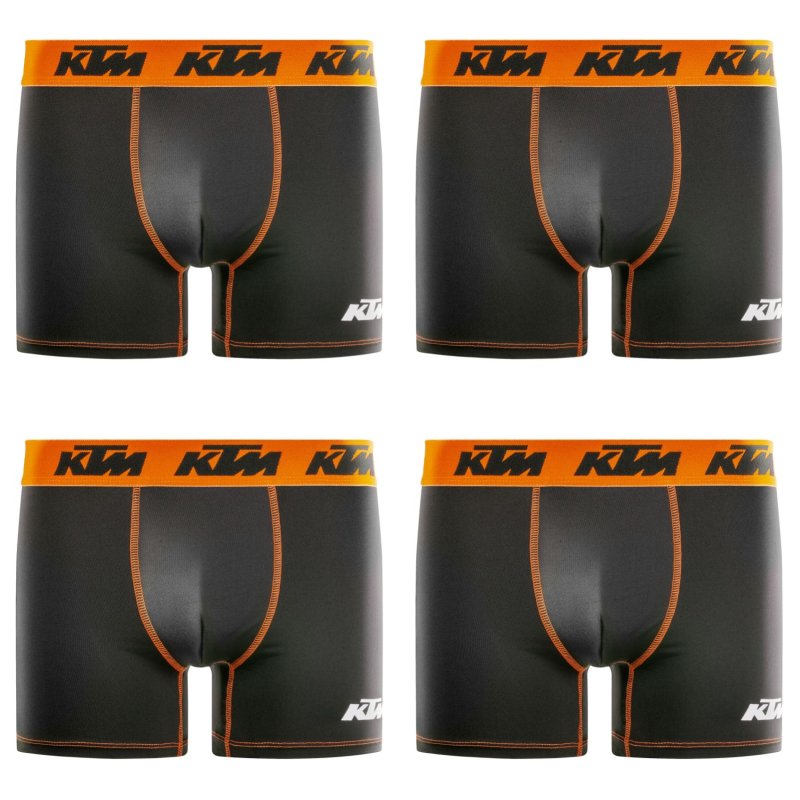 Lot de 4 Boxers homme Polyester Noir/Orange/Blanc Uni - Ktm