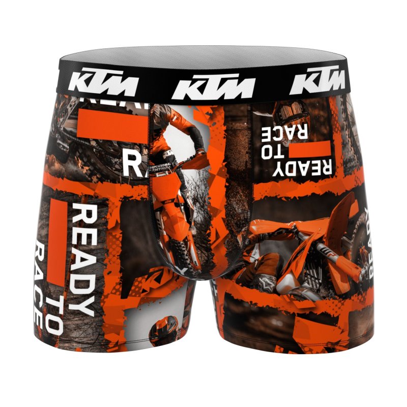 Lot de 4 Boxers homme Polyester Orange/Noir/Blanc Imprimé - Ktm