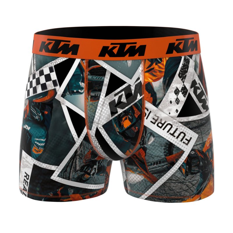 Lot de 4 Boxers homme Polyester Orange/Noir/Blanc Imprimé - Ktm