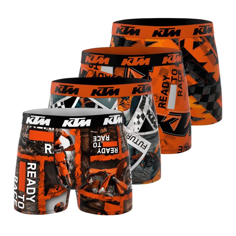 Lot de 4 Boxers homme Polyester Orange/Noir/Blanc Imprimé - Ktm