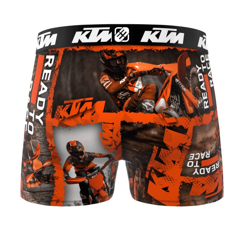 Lot de 4 Boxers homme Polyester Orange/Noir/Blanc Imprimé - Ktm