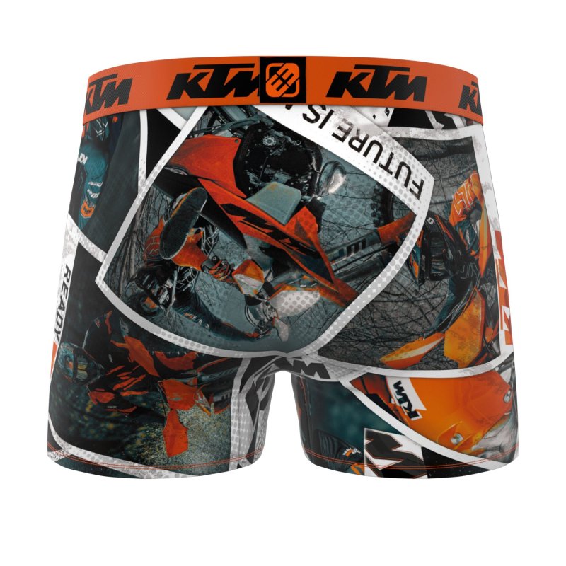 Lot de 4 Boxers homme Polyester Orange/Noir/Blanc Imprimé - Ktm