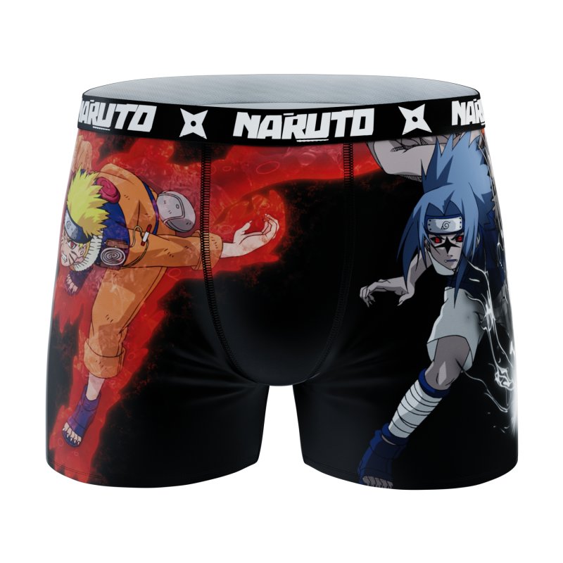Lot de 6 Boxers homme Polyester Noir Imprimé - Naruto