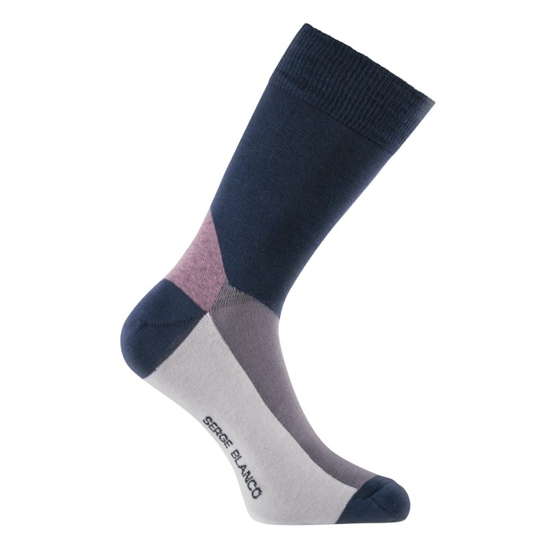 Lot de 6 Paires de Chaussettes homme Ville Fantaisie, Mode Marron/Blanc/Noir/Bleu Marine Imprimé - Serge Blanco