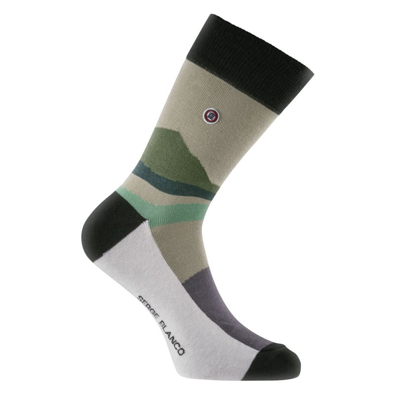 Lot de 6 Paires de Chaussettes homme Ville Fantaisie, Mode Marron/Blanc/Noir/Bleu Marine Imprimé - Serge Blanco