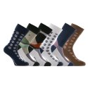 Lot de 6 Paires de Chaussettes homme Ville Fantaisie, Mode Marron/Blanc/Noir/Bleu Marine Imprimé - Serge Blanco