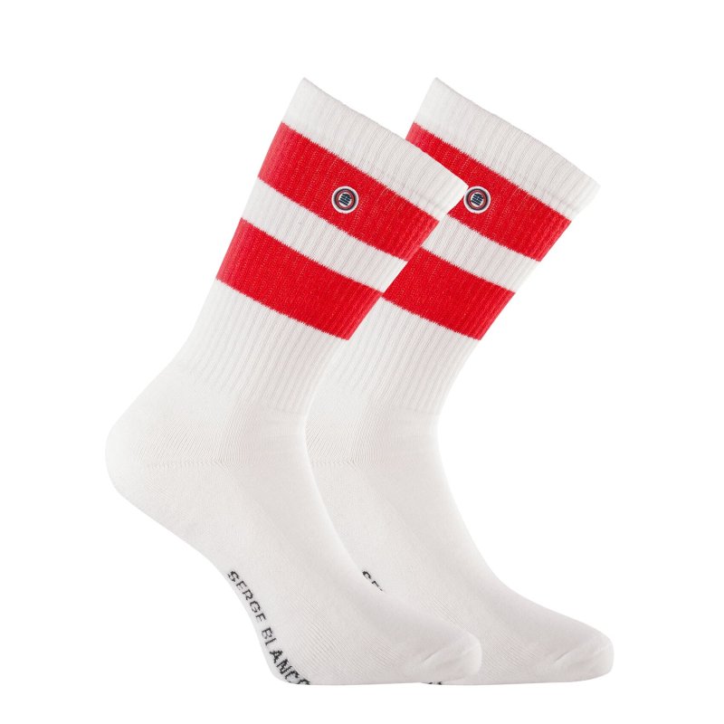 Lot de 6 Paires de Chaussettes homme Ville Mode Blanc/Noir/Rouge/Orange Imprimé - Serge Blanco