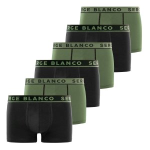 Lot de 6 Boxers homme Coton Kaki/Noir Uni - Serge Blanco