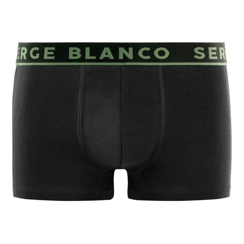 Lot de 6 Boxers homme Coton Kaki/Noir Uni - Serge Blanco