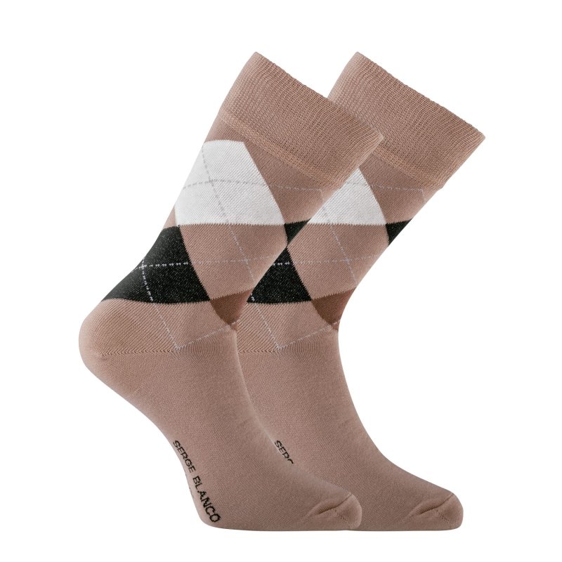 Lot de 6 Paires de Chaussettes homme Ville Mode Beige/Noir/Blanc Imprimé - Serge Blanco