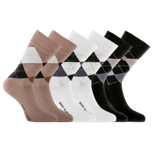 Lot de 6 Paires de Chaussettes homme Ville Mode Beige/Noir/Blanc Imprimé - Serge Blanco