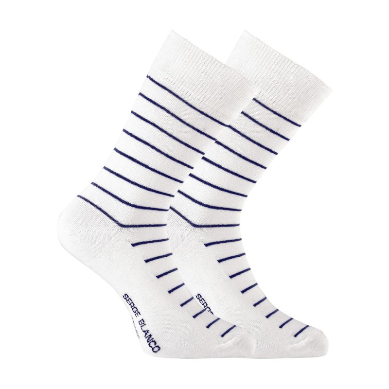 Lot de 6 Paires de Chaussettes homme Ville Mode Blanc/Noir Imprimé - Serge Blanco