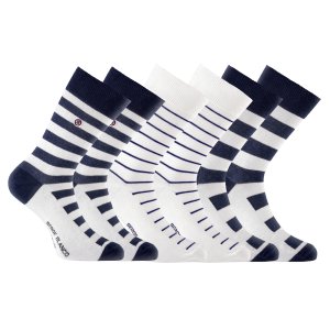 Lot de 6 Paires de Chaussettes homme Ville Mode Blanc/Noir Imprimé - Serge Blanco