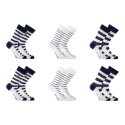 Lot de 6 Paires de Chaussettes homme Ville Mode Blanc/Noir Imprimé - Serge Blanco