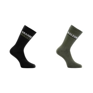 Lot de 2 Paires de Chaussettes homme Ville Casual, Fantaisie, Humour Kaki fonccé/Noir/Beige Imprimé - Twinday