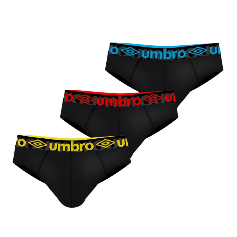 Lot de 3 Slips homme Coton Noir Uni - Umbro