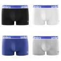 Lot de 4 Boxers homme Coton Noir/Bleu indigo/Blanc/Gris Uni - Umbro