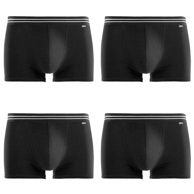 Lot de 4 Boxers homme Coton Noir Uni - Dim