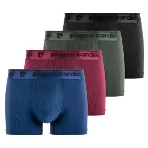 Lot de 4 Boxers homme Polyester Bleu/Rouge/Vert/Noir Uni - Pierrecardin