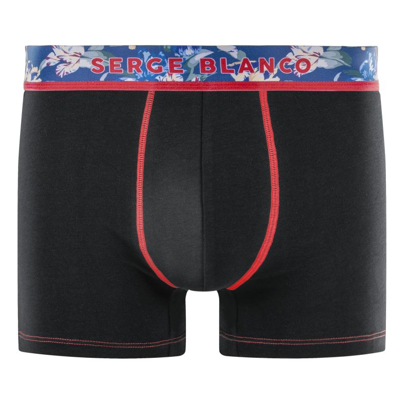 Lot de 6 Boxers homme Coton Bleu/Gris/Noir Uni - Serge Blanco