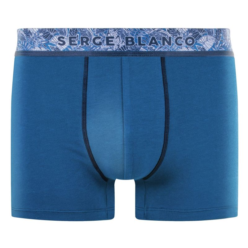 Lot de 6 Boxers homme Coton Bleu/Gris/Noir Uni - Serge Blanco
