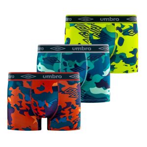 Lot de 3 Boxers homme Polyester Rouge/Jaune/Bleu/Noir Imprimé - Umbro