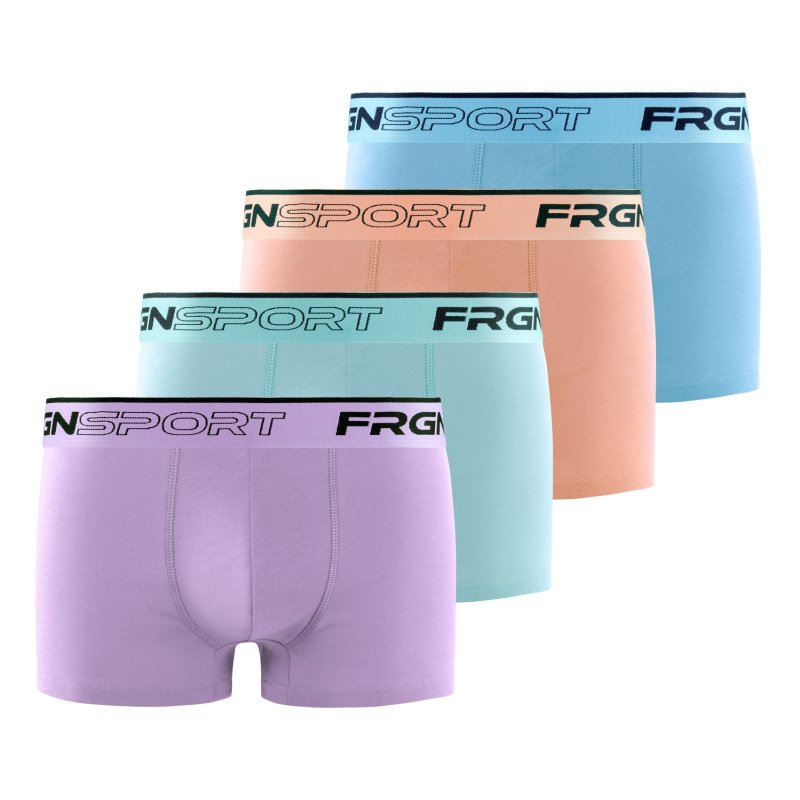 Lot de 4 Boxers homme Coton Violet/Vert/Orange/Bleu pastel Uni - Freegun