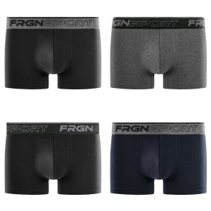 Lot de 4 Boxers homme Coton Noir/Gris Uni - Freegun