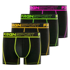Lot de 4 Boxers homme Polyester Noir/Jaune/Orange/Rose/Vert Uni - Freegun