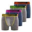 Lot de 4 Boxers homme Polyester Noir/Gris/Jaune/Orange/Vert/Rose Uni - Freegun