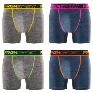 Lot de 4 Boxers homme Polyester Noir/Gris/Jaune/Orange/Vert/Rose Uni - Freegun