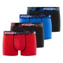 Lot de 4 Boxers garcon Coton Noir/Bleu/Rouge/Blanc Uni - Freegun
