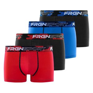 Lot de 4 Boxers garcon Coton Noir/Bleu/Rouge/Blanc Uni - Freegun