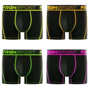 Lot de 4 Boxers garcon Polyester Noir/Jaune/Rouge/Rose/Vert Uni - Freegun