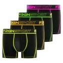 Lot de 4 Boxers garcon Polyester Noir/Jaune/Rouge/Rose/Vert Uni - Freegun