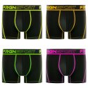 Lot de 4 Boxers garcon Polyester Noir/Jaune/Rouge/Rose/Vert Uni - Freegun