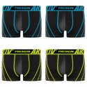 Lot de 4 Boxers homme Coton Noir/Jaune/Bleu Uni - Freegun