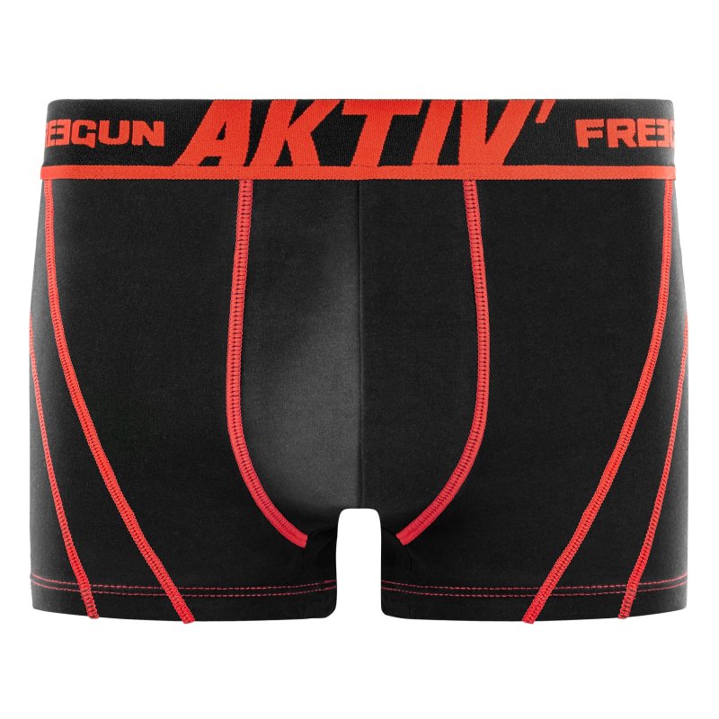 Lot de 4 Boxers homme Coton Noir/Rouge/Blanc Uni - Freegun