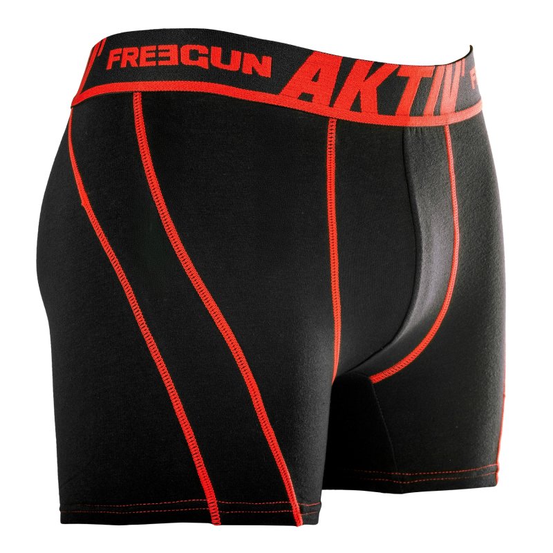 Lot de 4 Boxers homme Coton Noir/Rouge/Blanc Uni - Freegun