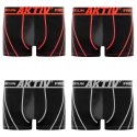 Lot de 4 Boxers homme Coton Noir/Rouge/Blanc Uni - Freegun
