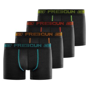 Lot de 4 Boxers homme Polyester Noir Uni - Freegun