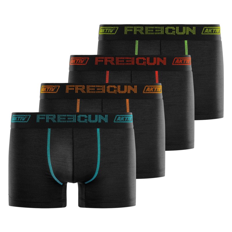Lot de 4 Boxers homme Polyester Noir Uni - Freegun