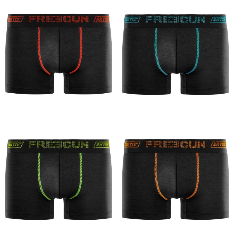 Lot de 4 Boxers homme Polyester Noir Uni - Freegun