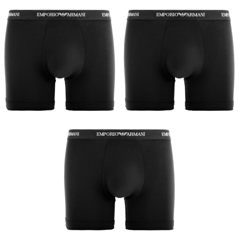 Lot de 3 Boxers homme Coton Noir/Blanc Uni - Emporio Armani
